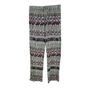 Women’s Geometric Print Lounge Pants Elastic Waist Drawstring Size L